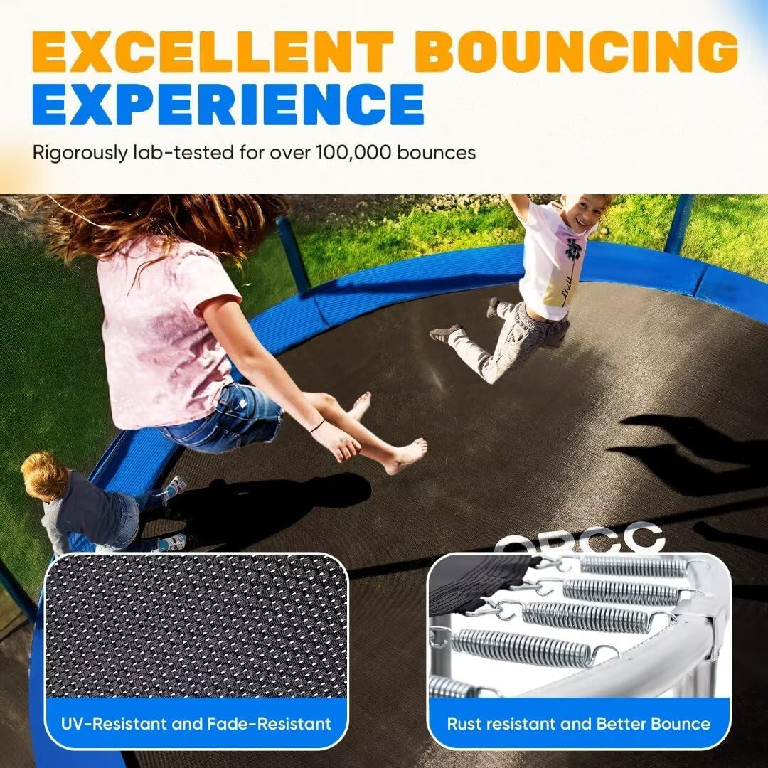 1200LBS Weight Capacity Trampoline 16 15 14 12 10 8 FT for Kids with Safety Enclosure Net for Children Adults Outdoor Yard Trampolines